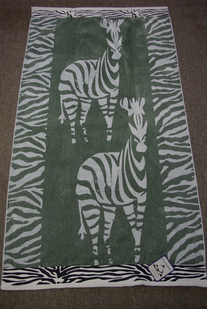 Luxury Velour Zebra print beach towel 100% Cotton 