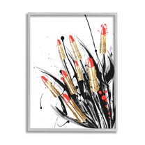 Stupell Industries Modern Lipstick Abstract Forms Graphic Art Gray Framed Art Print Wall Art, Design by Lil' Rue