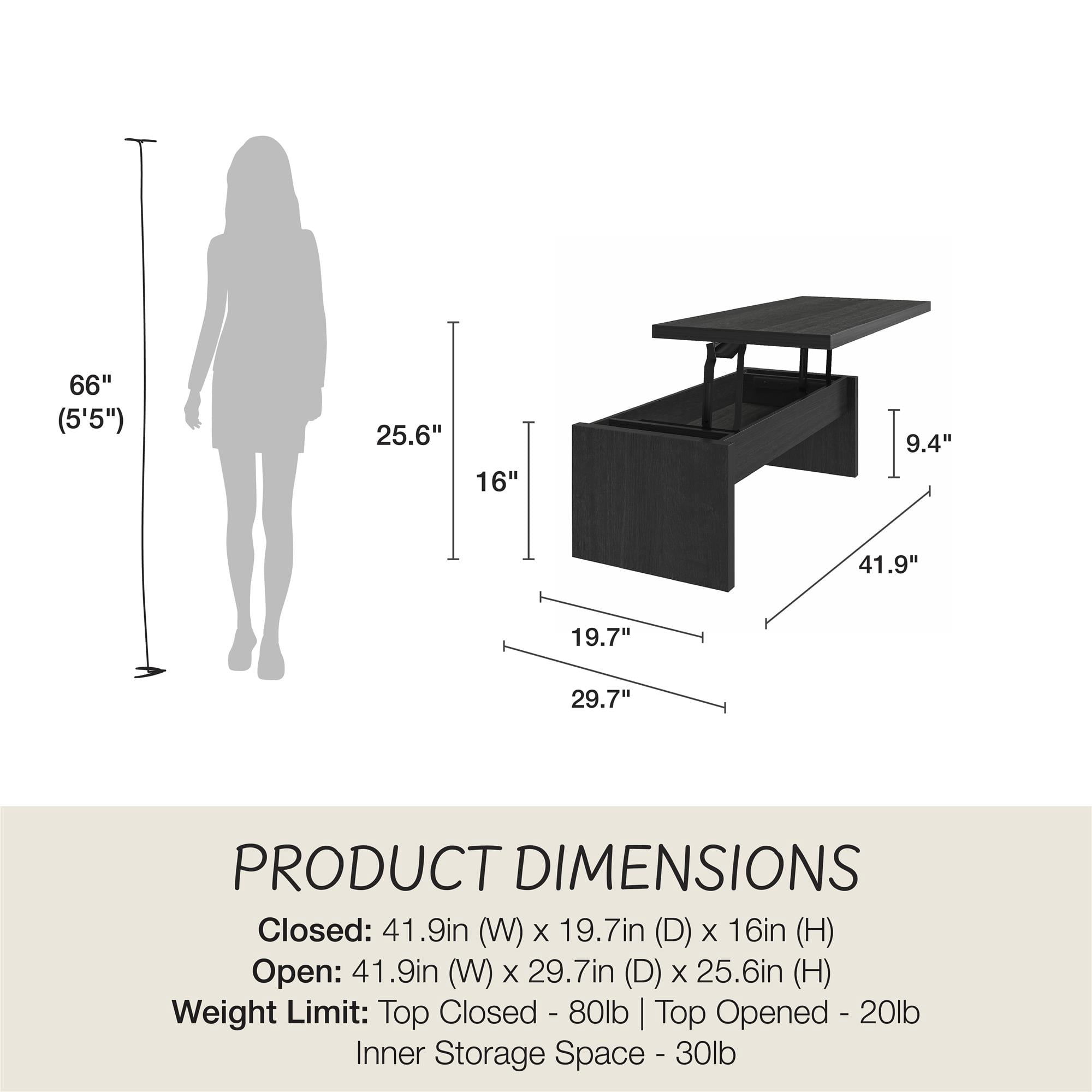 Mr. Kate Winston Lift Top Coffee Table, Black Oak