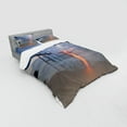 thumbnail image 3 of Landscape Duvet Cover Set, Sunbeams and Old Bridge at Pilai Beach Sunset Thailand Tropical Seascape Picture, Bedding Set with Shams and Fitted Sheet, 3 Sizes, by Ambesonne, 3 of 3