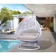 thumbnail image 2 of LeisureMod Modern Beige Wicker Hanging Double Seater Egg Swing Chair with Cushion, Taupe - Indoor/Outdoor Patio Swing, 2 of 7