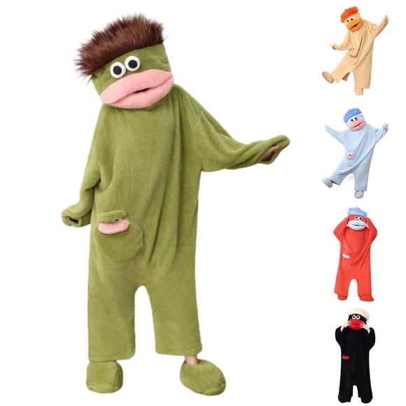 Combinaison Pyjama Rigolote avec un Monstre à Grande Bouche pour Adultes, Combinaison en Polaire Corail à Capuchon, Vêtements d'Intérieur Moelleux pour Hommes et Femmes