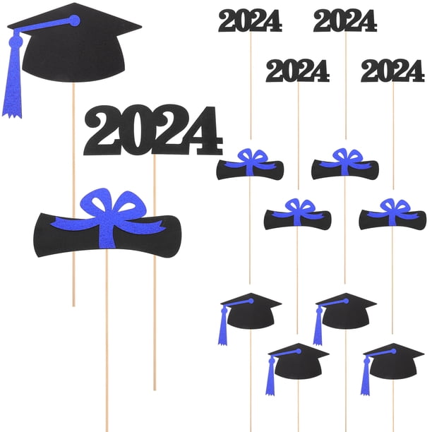 GOOHOCHY Juego de 5 decoraciones para mesa de graduación, palitos para centro de mesa de fiesta de graduación, decoración de felicitaciones de graduación
