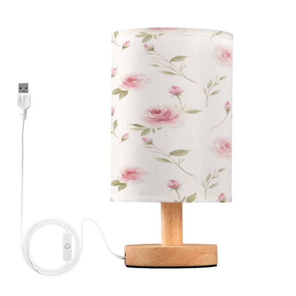 Dreamy Rose Table Lamp, Fully Dimmable Nightstand Lamp with USB and Linen Fabric Shade, Modern Gifts for Bedroom, Living Room, Office