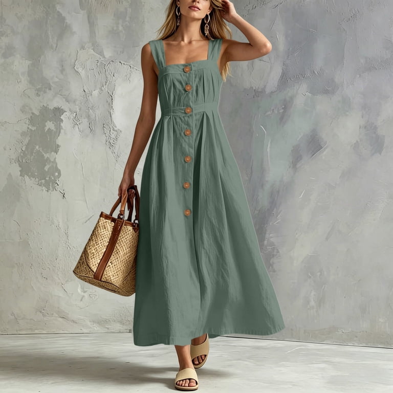 cute dresses for graduation Sentmoon Dress Women Summer 2026 Sleeveless V Neck Regular Fit Spaghetti Strap Flowy Dress for Beach and Boho Look S-3XL sequin wedding dress with cape
