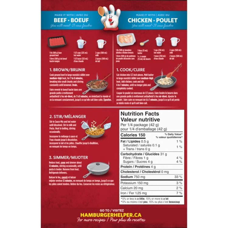 Hamburger Helper Macaroni boeuf et fromage 166 g