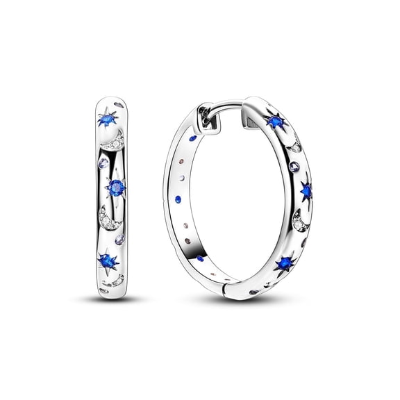 NARMO 925 Sterling Silver Blue 5A Zircon Brilliant Starlight Hoop Earrings for Women Jewelry Making