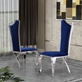 thumbnail image 2 of Chaises Latérales en Velours Bleu Marine Élégant avec Acier Inoxydable Argenté (Ensemble de 2), 2 of 2