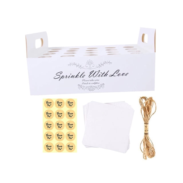 5 conos de confeti de papel kraft con bandeja expositora, accesorios para manualidades y bodas. Blanco y 20 hoyos