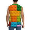 thumbnail image 4 of Lsque Colorful Building Blocks Print Men's Cotton Blend Sleeveless Muscle Shirts (S-3XL)- Moisture Wicking, Odor Protection, UPF 30+,X-Large, 4 of 8
