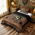 thumbnail image 3 of meiyoeat Wooden Fishing Bass Twin Comforter Sets for Men Boys, Brown Vintage Lodge Cabin Bedding Set, Black Reversible, 2-Piece, 1 Comforter and 1 Pillowcase, 3 of 6