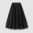 thumbnail image 2 of Women's Ruffle Mesh Vintage Calf Length Skirt - High Waist A Line Pleated Tutu Skirt (M-L Sizes), 2 of 6