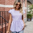 thumbnail image 4 of Mujer Túnica Fluida Tops Cuello Redondo Ojales Tops Sin Mangas Volantes Ajuste Suelto Tira De Cordones Espalda Camisas Casuales, 4 of 8