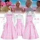 thumbnail image 3 of Barbie Pink Plaid Trench Coat Azul Houndstooth Traje De Baño Cosplay Conjunto Niña Halloween Fiesta Props Fans, 3 of 4