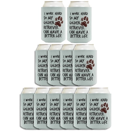 Gifts For Dog Lovers Men I Work Hard So My Golden Retriever Can Have A Better Life Paw Print 12-Pack Can Coolers Coolies