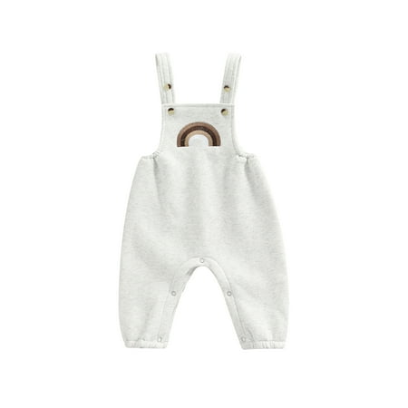 

jaweiw Infant Girl Sleeveless Jumpsuit with Adjustable Shoulder Straps Rainbow Embroidery Loose Casual Clothing Size 0 6 12 18 24 M