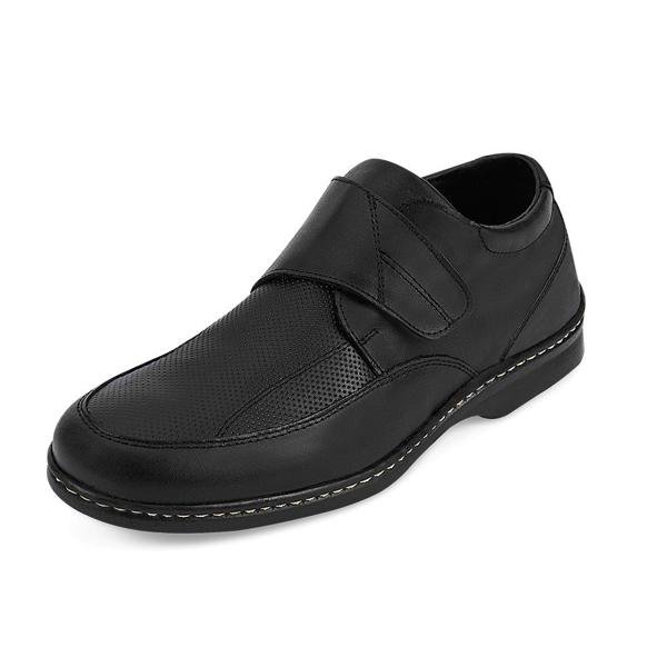 ZAPATO DE PIEL COSIDO COLOR NEGRO DE PIEL CON VELCRO Mundo Terra 023319