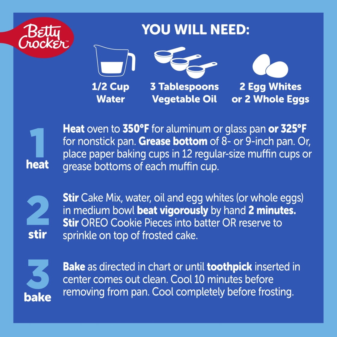 (6 pack) Betty Crocker OREO White Cake Mix, White Cake Baking Mix With OREO Cookie Pieces, 9.3 oz