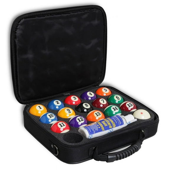 Aramith Bundle of 4 items: Super Aramith Pro Billiard Pool Ball set 2 1/4", Aramith Billiard Ball Cleaner 8.4 fl.oz. bottle, Aramith Microfibre Cloth & Aramith Ball Case