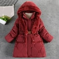 thumbnail image 3 of Auroural Coats for Girls 5T Girls Heavyweight Winter Coat Fashion Girls' Winter ChildrenThick Solid Color Clothes Detachable Hat Mid To Long Length Clothes Winter Coat Clothes Red 5 Years, 3 of 5