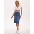 thumbnail image 7 of DARING DIVA Women's Slit Stretch Below Knee Length Denim Skirts Small Blue, 7 of 7