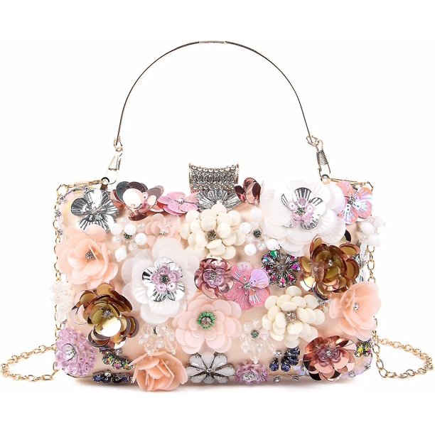Bolsos de noche con diseño floral para mujer, carteras de mano con diamantes de imitación de colores, bolso de mano con cadena para boda, bolso de hombro con flores