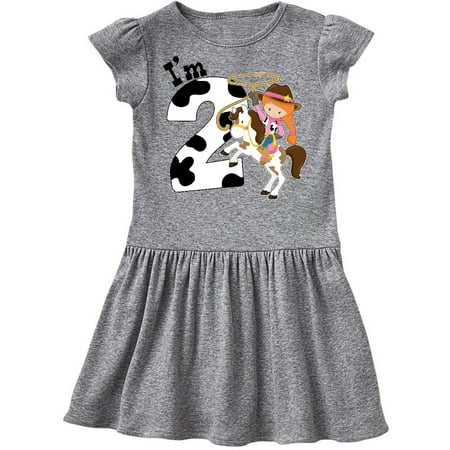 

Inktastic I m Two-cowgirl riding horse birthday Gift Toddler Girl Dress