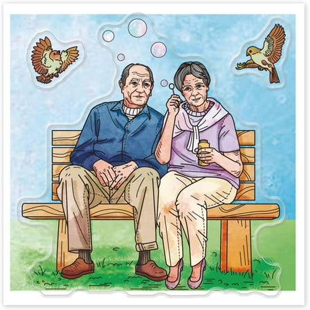 1 pc Couples Clear Stamps for DIY Scrapbooking Peolple and Bench Silicone Clear Stamp Seals Transparent Stamps for Cards Making Photo Album Journal Home Decoration