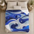 thumbnail image 5 of Swirling Blue Ocean Waves Digital Print, Mystical Fantasy Scene, Warm Flannel Blanket for Beach House and Reading Nook, Beach Lovers Valentine's Day Gift, Fantasy Home Decor, 5 of 9