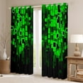 thumbnail image 2 of Erosebridal Futuristic Cubes Curtains for Living Room,Black Green 30%-50% Blackout Curtains Set of 2 (38x45),Geometric Plaid Curtains and Drapes (38x45),Teenager Bedroom Decor, 2 of 6