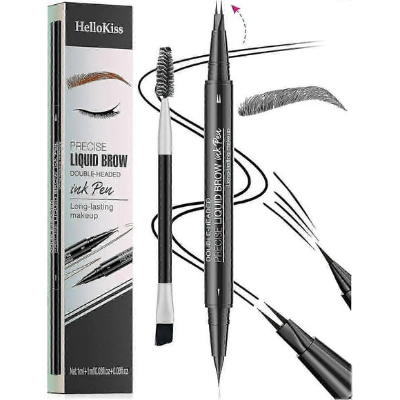 Natural Brow Eyebrow Pen, New 2-In-1 Dual-Ended Microblading Eyebrow Pencil, with Micro-Fork-Tip and Precise Brush-Tip