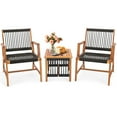 thumbnail image 4 of Costway Patio 3pcs  Acacia Wood Outdoor Furniture  Bistro Set All-Weather Rope Woven, 4 of 8
