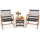 thumbnail image 3 of Costway Juego de Patio de Madera de Acacia de 3 Piezas, Conjunto de Sillas y Mesa Tejidas con Cuerda con Respaldos y Reposabrazos Ergonómicos, Conjunto de Conversación Moderno para Patio, Porche, 3 of 4