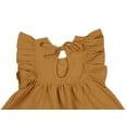 thumbnail image 3 of Baby Girl Dress Summer Cotton Linen Ruffle Halter Sleeveless Kids Casual Beach Party Dresses 2-6 Years, 3 of 5