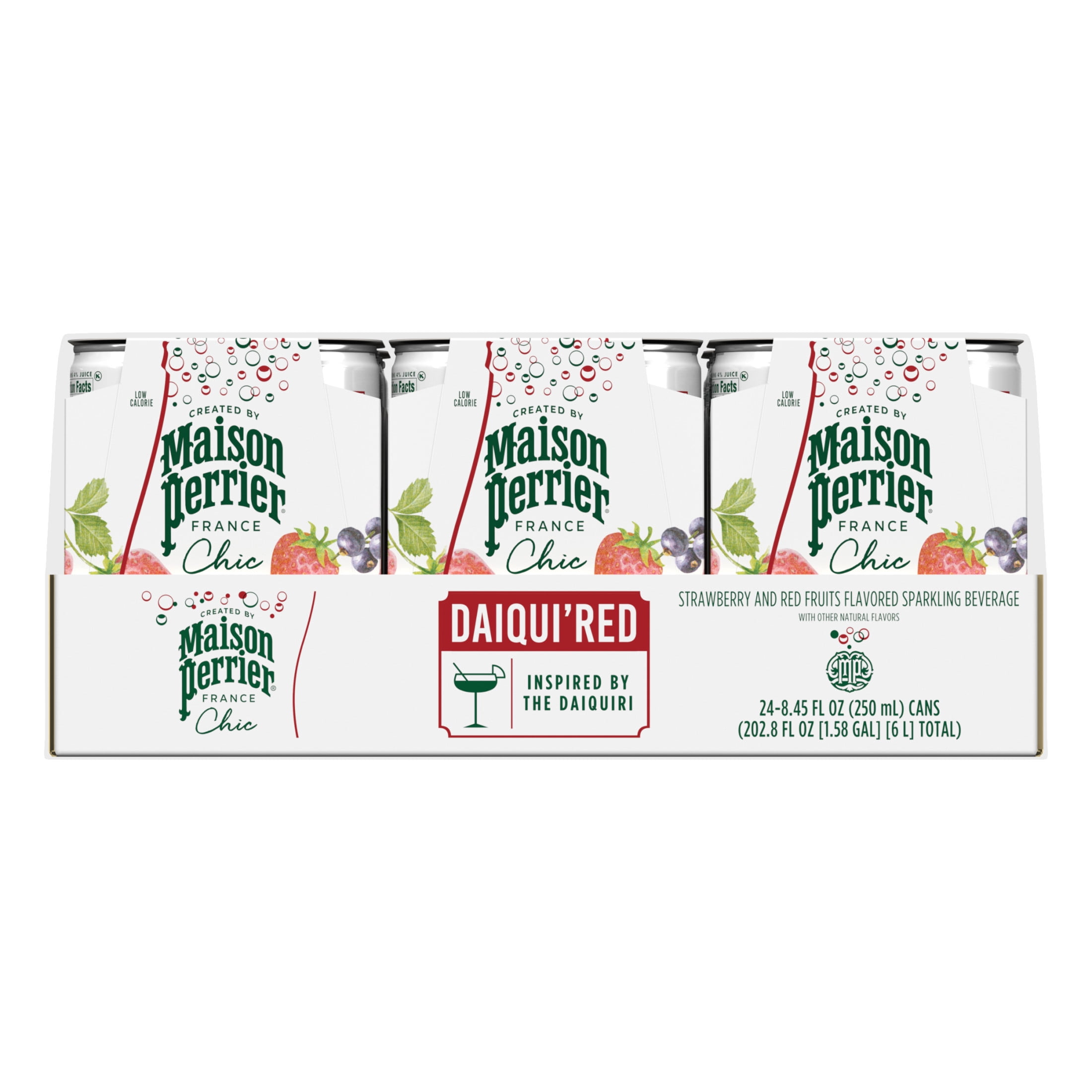 Maison Perrier Chic Mocktails, Daiqui'Red Strawberry and Red Fruits Inspired Non-Alcoholic Cocktail Mixers, 24 Pack