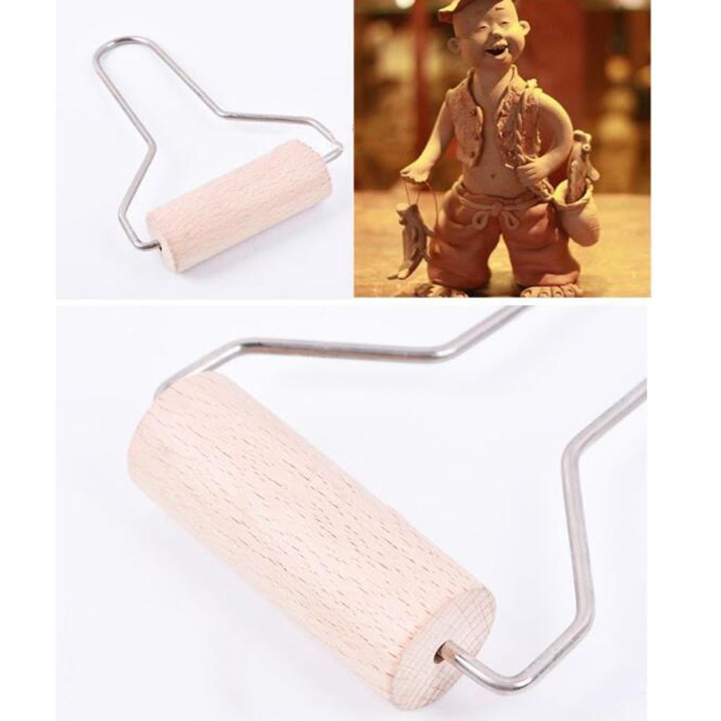 Milageto 2-6pack Wooden Non-Stick Roller Clay Tool Baking for Ceramic Pottery Sculpture 4 Pcs