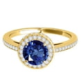 thumbnail image 2 of Engagement Rings for Women 1.35 Carat Antique Design Halo Sapphire and Diamond Engagement Ring 4-prong 14k Solid Yellow Gold, 2 of 5