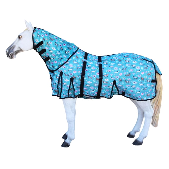 84" Horse Light Summer Spring Airflow Mesh Neck Turquoise Horses 73162