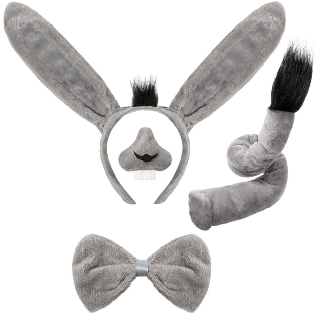 Set de accesorios de disfraz Aoriher Donkey para adultos y niños (gris)