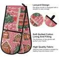 thumbnail image 2 of Yayeee Double Oven Mitt Kitchen Heat Resistant Baking 35" x7" Quilted Glove, Brown Gingerbread Houses, 2 of 6
