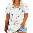 thumbnail image 2 of Zuesphe Summer Shirts for Women 2025 Plus Size T Shirt Women Cute Graphic Tees Short Sleeve Floral Print Loose Fit Summer Casual Tops Short Sleeve V Neck Shirts Casual Soft Blouse, 2 of 4