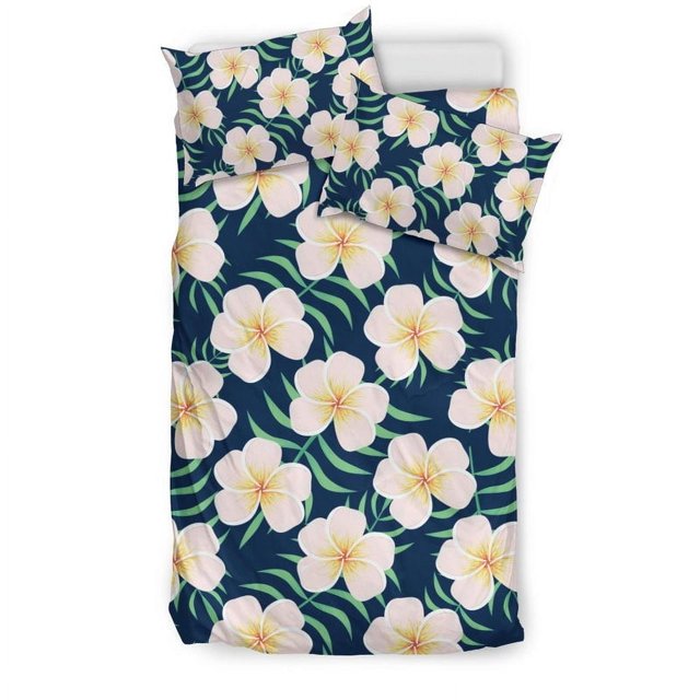 Juego de cama con estampado de plumeria rosa Pm016
