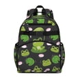 thumbnail image 1 of Green Frog Students Backpack with Cute Cartoon Frog Print, Mushroom and Flower Pattern, Nature Forest Design for Students and Students, 1 of 5