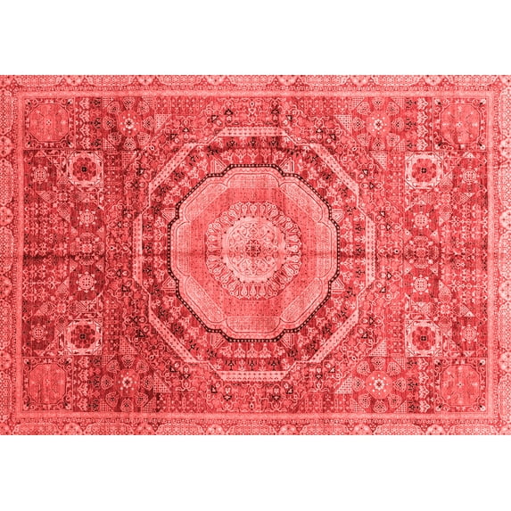Ahgly Company Machine Washable Indoor Rectangle Abstract Red Modern Area Rugs, 2' x 3'