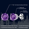 thumbnail image 3 of Gem Stone King 925 Sterling Silver Purple Amethyst Gemstone Birthstone Stud Earrings for Women Men, 2.40 Ctw Round 7MM, 3 of 6