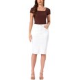 thumbnail image 2 of INSPIRE CHIC Women's Denim Skirts High Waist Back Slit Knee Length Jean Skirts White M, 2 of 6