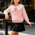 thumbnail image 6 of BLVB Girls Fall Winter Clothes Long Sleeve Collared Sweaters Cute Knit Tops Comfy Warm Pullover(Pink,3-4 Years), 6 of 9