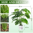 thumbnail image 4 of Der Rose 28" Artificial Faux Monstera Plant in White Striped Pot Indoor & Outdoor Decor, 4 of 8