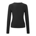 thumbnail image 5 of Womens T Shirts Solid Color Round Neckline Hot Slim Long Sleeve Refreshing Breathable Resistant Daily Black Workout Tops Sizes S, 5 of 6