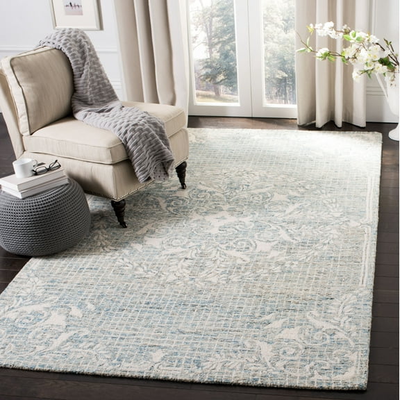 SAFAVIEH Abstract Bryanne Floral Wool Area Rug, Light Blue, 5' x 8'